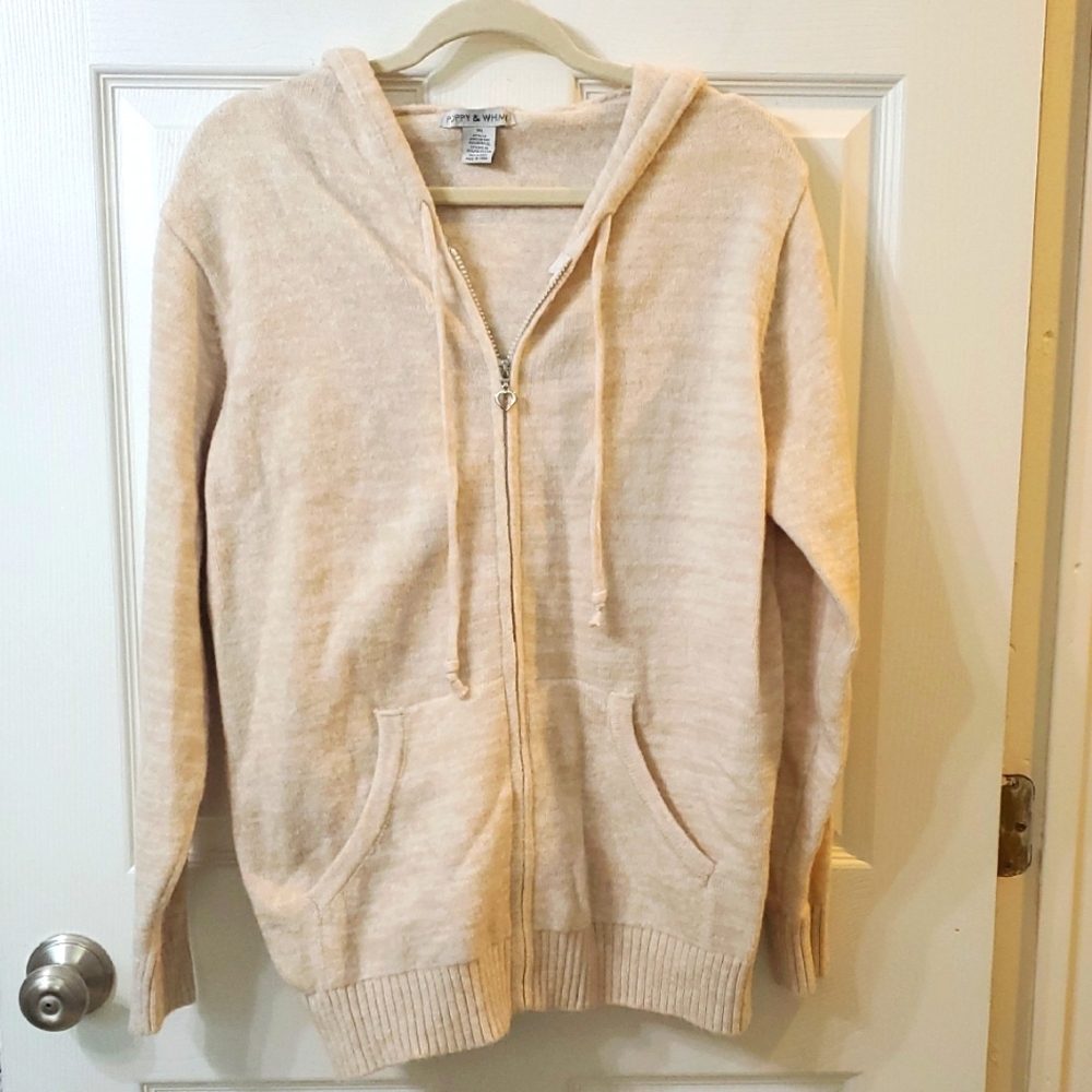 Poppy & Whimsy Beige Hooded Cardigan 1X